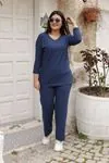 RENKTE KAŞKORSE YAN YIRTMAÇLI LACİVERT TAKIM