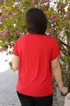 RENKTE CEP ÇİÇEKLİ NAKIŞLI KIRMIZI BLUZ