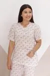 RENKTE DESENLİ KISA KOL PİJAMA TAKIMI