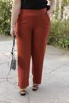 RENKTE BOL PAÇA ESNEK KİREMİT PANTOLON