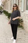 RENKTE ÜST ÇİZGİLİ ALT SİYAH ESNEK TAKIM
