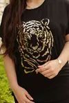 RENKTE PUL DETAYLI SİYAH BLUZ