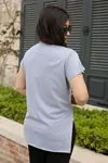 RENKTE PUL VE BASKI DETAY MAVİ T-SHİRT