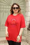RENKTE NAKIŞLI DUBLE KOL KIRMIZI T-SHİRT