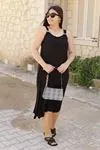 RENKTE HALKA ASKILI SİYAH ELBİSE