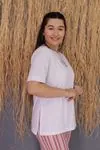 RENKTE ÜST BEYAZ ALT DESENLİ ESNEK TAKIM