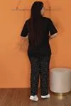RENKTE ÜST SİYAH ALT DESENLİ ESNEK TAKIM