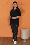 RENKTE ÜST SİYAH ALT DESENLİ ESNEK TAKIM