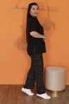 RENKTE ÜST SİYAH ALT DESENLİ ESNEK TAKIM