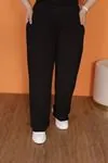 RENKTE GENİŞ KESİM ALT SİYAH ÜST DESENLİ TAKIM