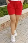 RENKTE BEL LASTİKLİ KIRMIZI ŞORT