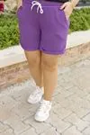 RENKTE BEL LASTİKLİ MOR ŞORT