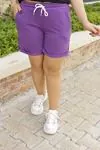 RENKTE BEL LASTİKLİ MOR ŞORT