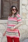 RENKTE ÜST ÇİZGİ DESENLİ GENİŞ KESİM TAKIM