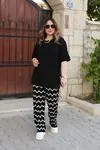 RENKTE ÜST SİYAH ALT DESENLİ ESNEK TAKIM