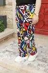RENKTE DESENLİ ESNEK STANDART KAŞKORSE PANTOLON