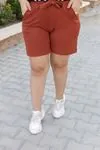 RENKTE ESNEK BATTAL KİREMİT ŞORT&KAPRİ