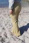 RENKTE İSPANYOL PAÇA ESNEK CAMEL PANTOLON