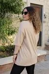 RENKTE ÖNÜ BASKILI BOYFRİEND KESİM VİZON TSHİRT