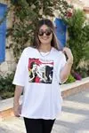 RENKTE ÖNÜ BASKILI BOYFRİEND KESİM BEYAZ TSHİRT
