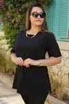 RENKTE DİRSEK KOL BASİC SİYAH TSHİRT