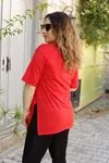 RENKTE DİRSEK KOL BASİC KIRMIZI TSHİRT