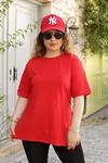 RENKTE DİRSEK KOL BASİC KIRMIZI TSHİRT