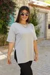 RENKTE DİRSEK KOL BASİC GRİ TSHİRT