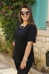 RENKTE DİRSEK KOL BASİC SİYAH TSHİRT