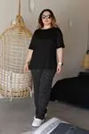 RENKTE ÜST SİYAH ALT DESENLİ ESNEK TAKIM