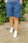 RENKTE VİSKON ESNEK İNDİGO ŞORT