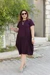 RENKTE BALON YARIM KOLLU MOR ELBİSE
