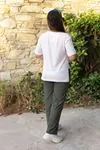 RENKTE ÜST BEYAZ ALT DESENLİ ESNEK TAKIM