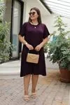 RENKTE ÖNÜ PARÇALI BATTAL KISA KOLLU MOR ELBİSE