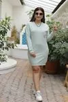 RENKTE CEBİ NAKIŞLI UZUN KOL MİNT SWEAT&ELBİSE