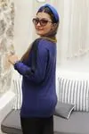 RENKTE OMUZLARI DANTELLİ LACİVERT BLUZ
