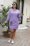 RENKTE LAZER KESİM DETAYLI LİLA SWEAT&ELBİSE