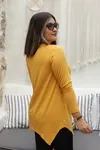 RENKTE NAKIŞLI ASİMETRİK HARDAL BLUZ&TUNİK