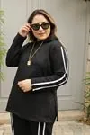 RENKTE KOL VE YANLARI ŞERİTLİ SİYAH EŞOFMAN TAKIM