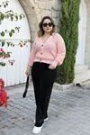 RENKTE DÜĞMELİ SELANİK ÖRGÜLÜ SOMON HIRKA