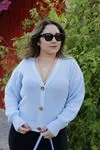 RENKTE DÜĞMELİ SELANİK ÖRGÜLÜ MAVİ HIRKA