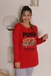 RENKTE ÖNÜ YAZILI VE BASKILI KIRMIZI SWEAT