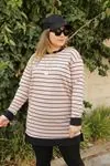 RENKTE ÇİZGİLİ KREM SWEAT