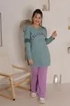 RENKTE ÖNÜ YAZILI YEŞİL SWEAT