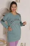 RENKTE ÖNÜ YAZILI YEŞİL SWEAT