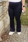 RENKTE ESNEK İSPANYOL PAÇA YÜKSEK BEL LACİVERT PANTOLON