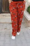 RENKTE DESENLİ DOKUMA BOL PAÇA STANDART PANTOLON