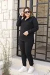 RENKTE FERMUARLI SİYAH EŞOFMAN TAKIMI