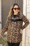 RENKTE ÖNÜ GARNİLİ LEOPAR DESENLİ TUNİK CEKET