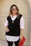 RENKTE V YAKA TRİKO SİYAH SÜVETER